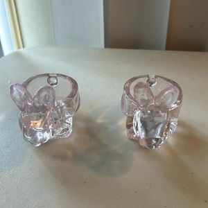 Biedermann pink glass Bunny Shaped Glass Candle Holders